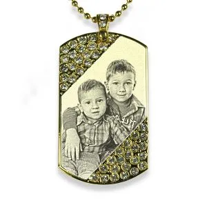 Personalised Photo Jewellery - Engraved Gold Plate Necklace
