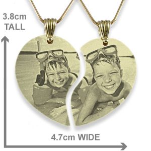 Scale of Wide Friendship Heart Photo Engraved Pendant