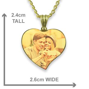 Dimensions Gold Plated Medium Curved Colour Heart Photo Pendant