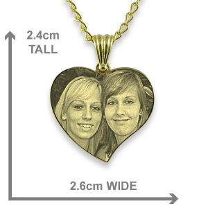 Dimensions of Gold Plated Medium Curved Heart Photo Pendant
