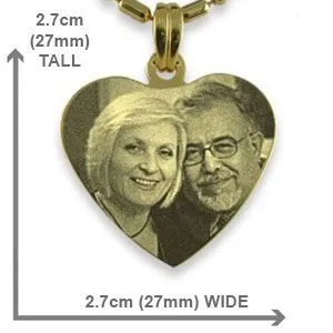 Dimensions of Gold Plated Silver Medium Heart Photo Pendant