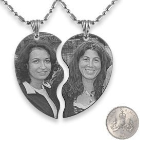 Slim Friendship Heart Photo Engraved Pendant with 5p scale