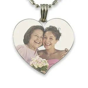 Rhodium Plate Large Curved Heart
