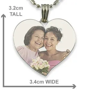 Rhodium Plate Large Curved Heart