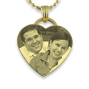 Gold Plate Drop Heart Photo Pendant