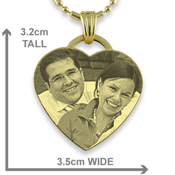 Dimensions of Gold Plate Drop Heart Photo Pendant