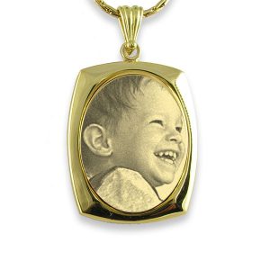 Photo Pendant - Gold Plate Large Mounted Portrait Oval