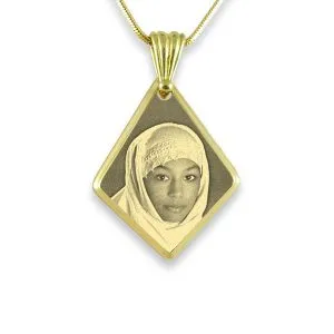 Photo Pendant - Gold Plate Bevelled Diamond Drop