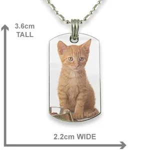 Dimensions Rhodium Plate Small DogTag Colour Photo Pendant