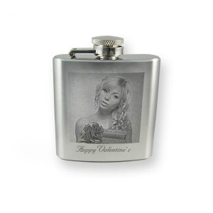 Personalised photo engraved 3oz hip flask