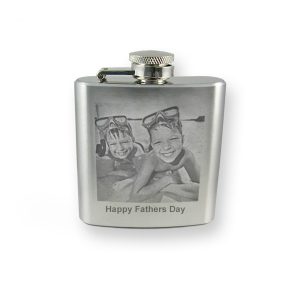 Personalised photo engraved 3oz hip flask