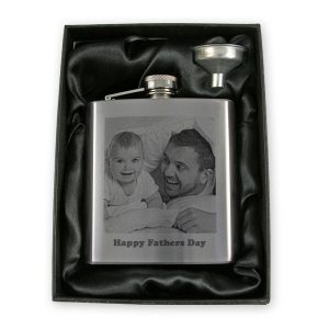 Personalised photo engraved 6oz hip flask