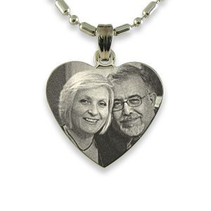 Rhodium Plated Medium Heart Photo Pendant