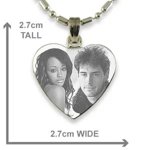 Dimensions Rhodium Plated Medium Heart Photo etched Pendant 