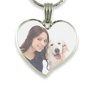 Rhodium Plate Deluxe Bevelled Curved Large Colour Heart 