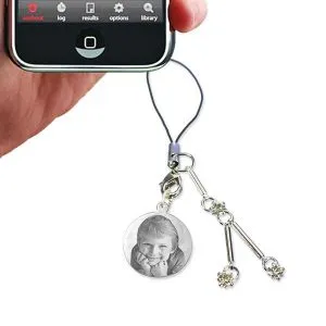 Mini Round Engraved Photo Charm with diamantes