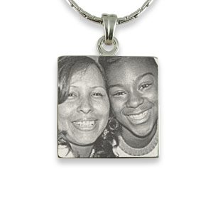 Silver Photo Etched Square Jewellery Pendant