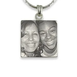 Silver 925 Square Photo engraved Pendant