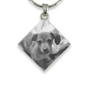 Silver 925 Diamond Drop Photo engraved Pendant