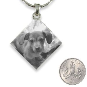 Silver 925 Diamond Drop Photo engraved Pendant