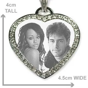 Dimensions of Silver 925 Large Diamante Photo Merged Heart