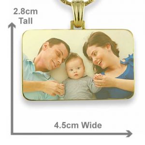 Gold Plate Family Rectangle Colour Photo Pendantn Dimensions