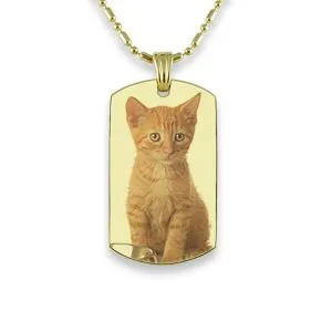 Gold Plate Small DogTag Colour Photo Pendant