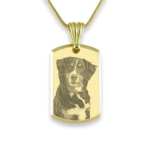 Pet Keepsake Jewellery - Gold Plate Bevelled Pendant