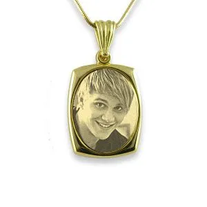 Photo Etched Pendant - Gold Plate Small Mounted Oval Portrait
