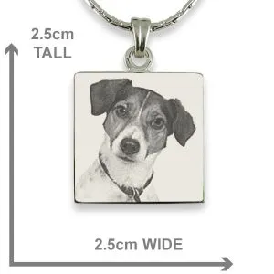 Dimensions of Stainless steel Square Photo Pendant 